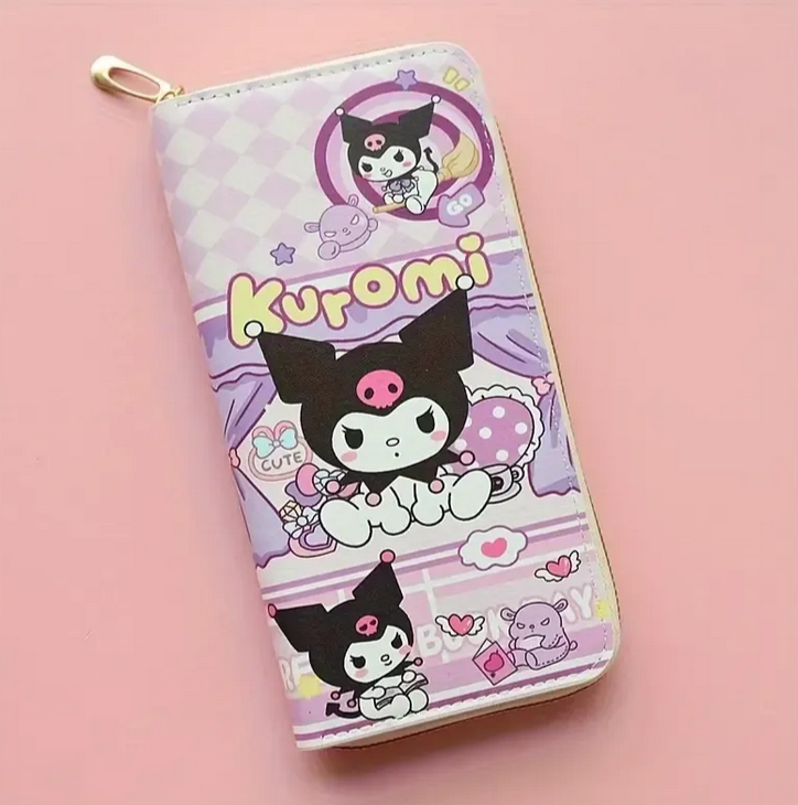 Sanrio Kuromi anime cartoon kawaii cute long student zipper wallet