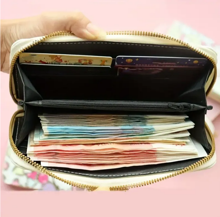Sanrio Kuromi anime cartoon kawaii cute long student zipper wallet