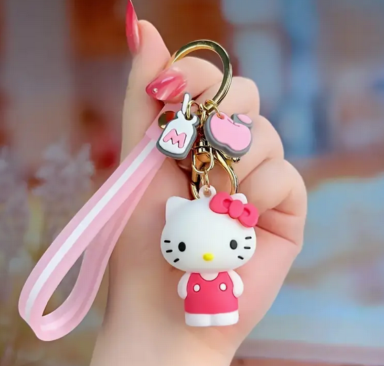 Sanrio Cartoon Keychain 3D HelloKitty Melody Kuromi Pendant Key Holder