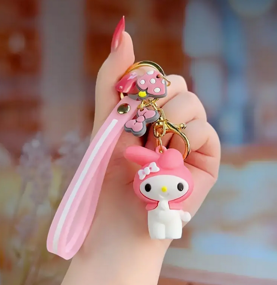 Sanrio Cartoon Keychain 3D HelloKitty Melody Kuromi Pendant Key Holder