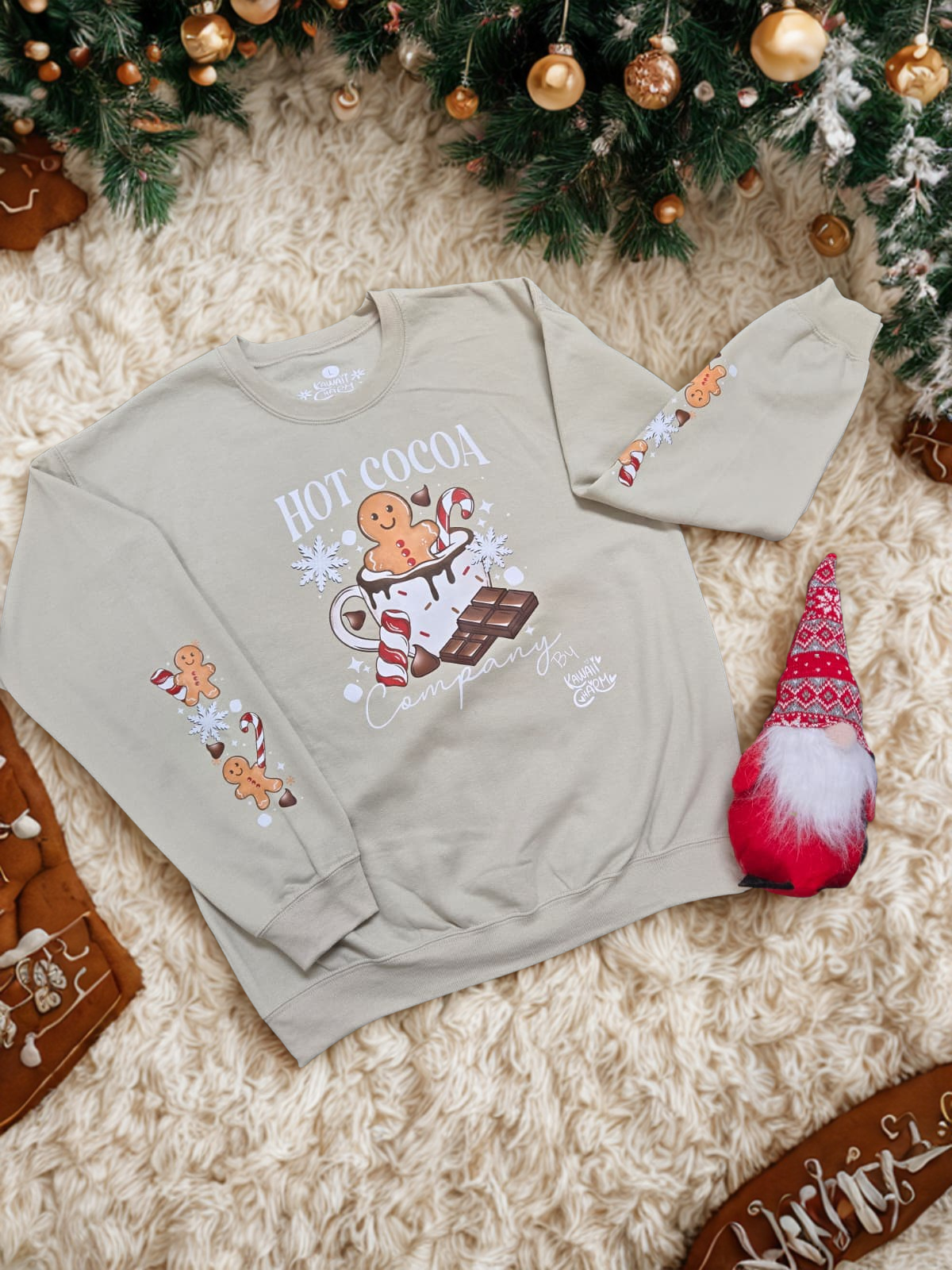 "Hot Cocoa Gingerbread" Cute Holiday Sweater