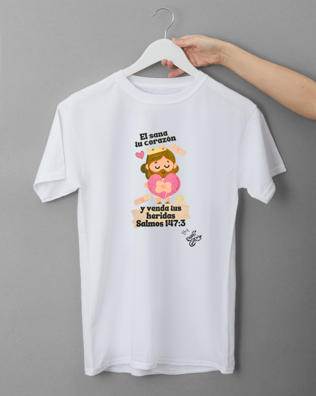 Short sleeve T-shirt "Salmos 147:3"