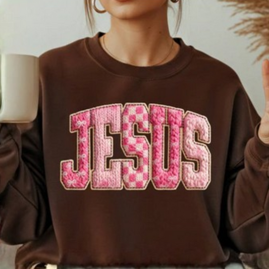 "Jesus" Pink Graphic Sweater