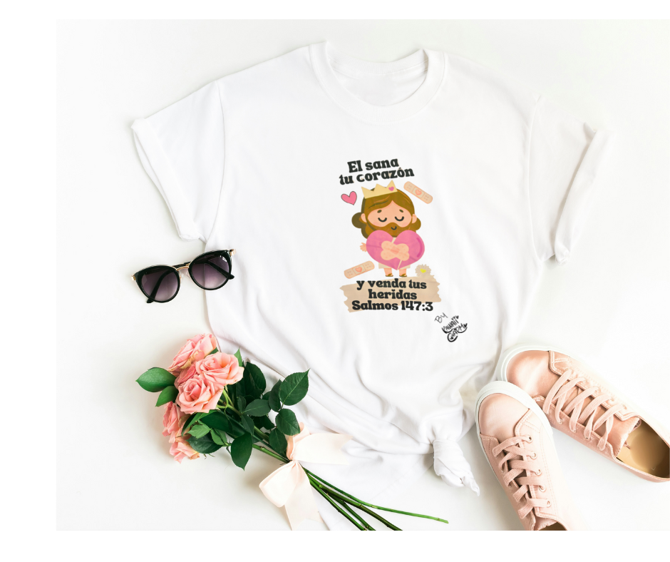 Short sleeve T-shirt "Salmos 147:3"