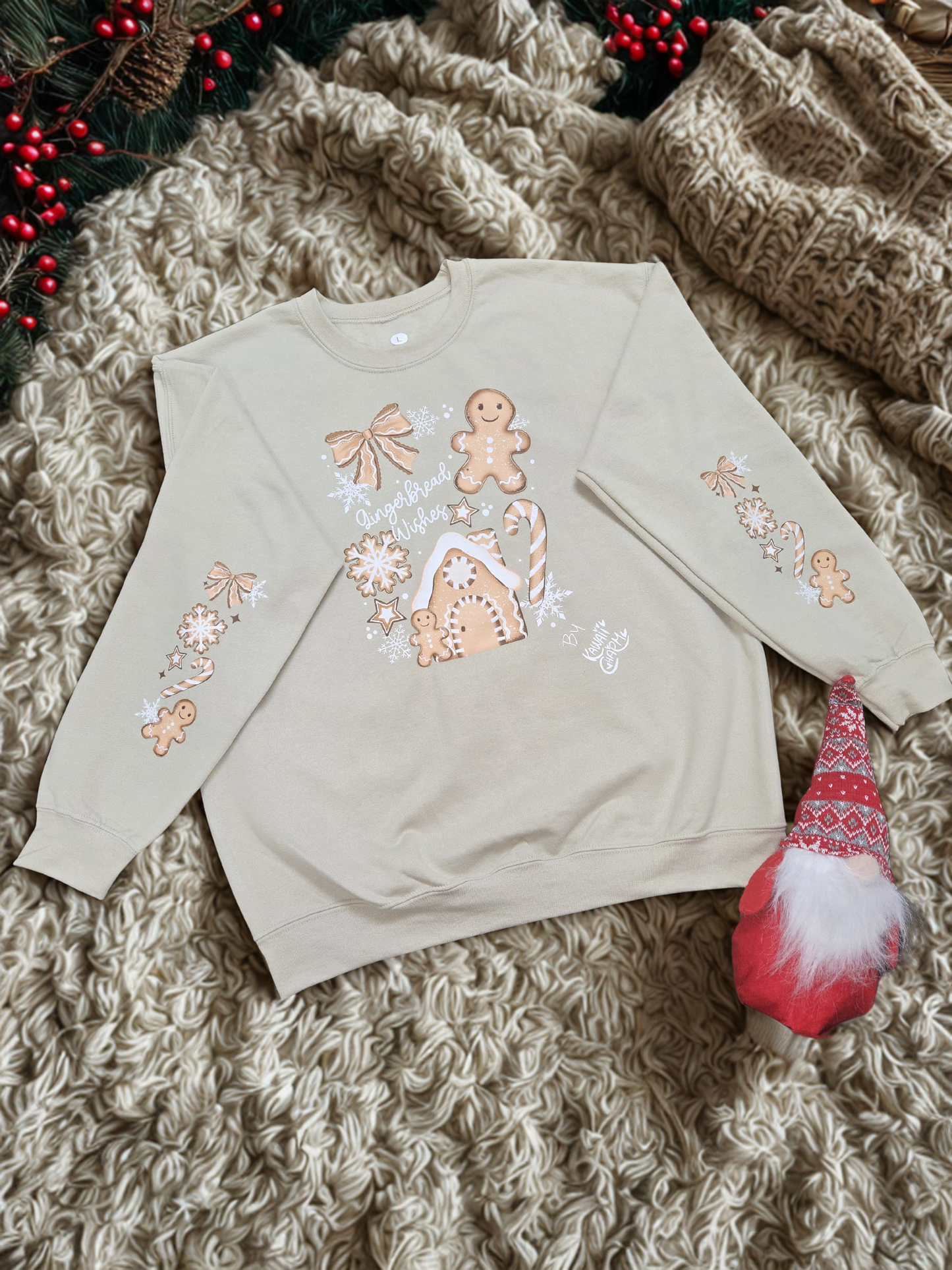 “Gingerbread Wishes” Christmas Sweater – Cute Holiday Design