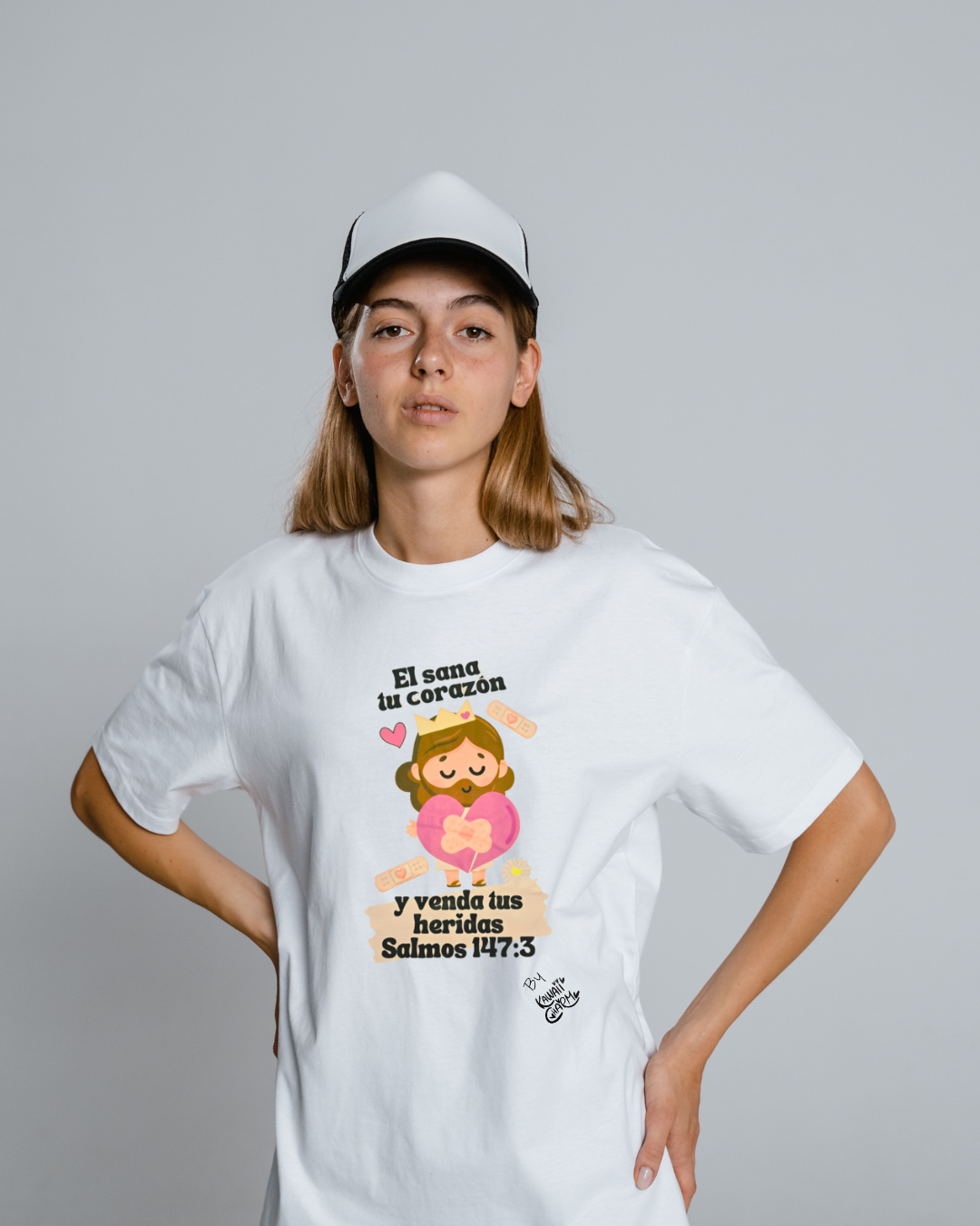 Short sleeve T-shirt "Salmos 147:3"