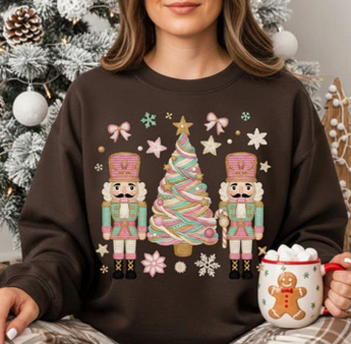 Nutcracker Christmas Sweater Brown- Pastel