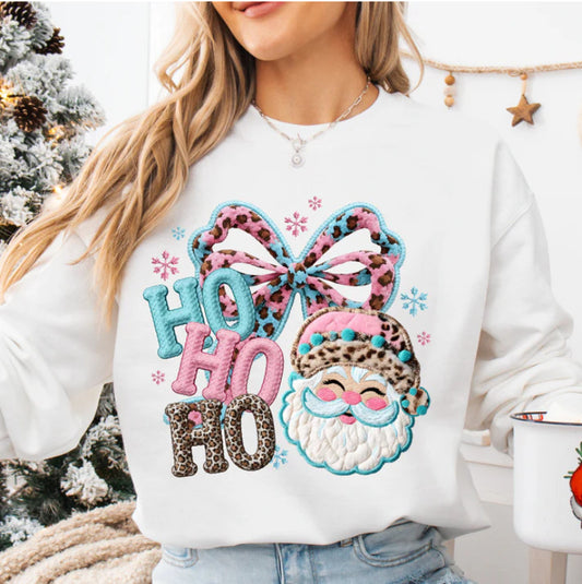 Leopard Print Ho Ho Ho Santa Sweater